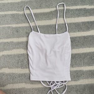 Hippie Love White Lace Up Back Tank Top NWT